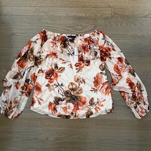NWT White House Black Market Terrace & Palomino Floral Ruffle Off Shoulder Top
